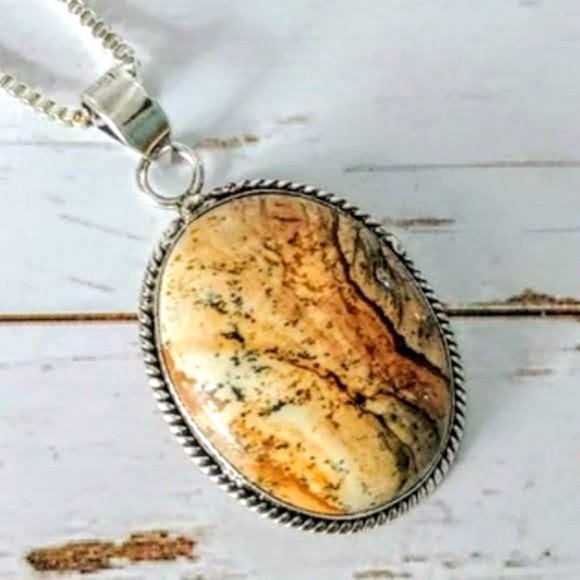 The Girl With Kaleidoscope Eyes Jewelry - Picture Jasper Pendent
